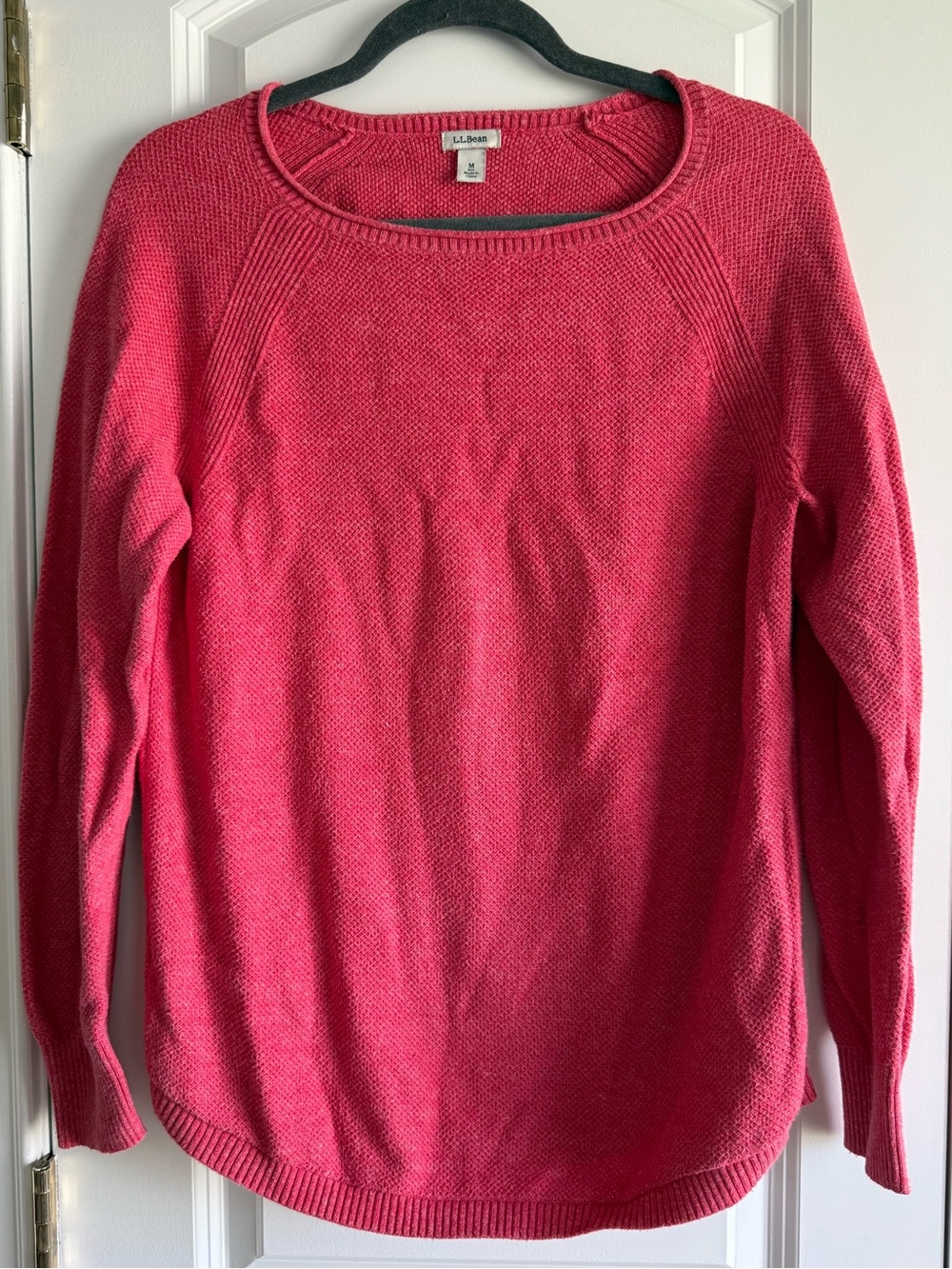 L.L. Bean Women's Bright Coral Scoop Neck Cotton Knit Sweater, sz. M, EUC!